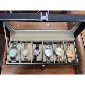 Lot of 6 Misc Woman's Watches in watch case.